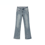 Light Blue Lace Patchwork Embroidered Jeans