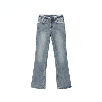 Light Blue Lace Patchwork Embroidered Jeans