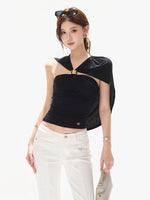 Metal Buckle Cutout Top