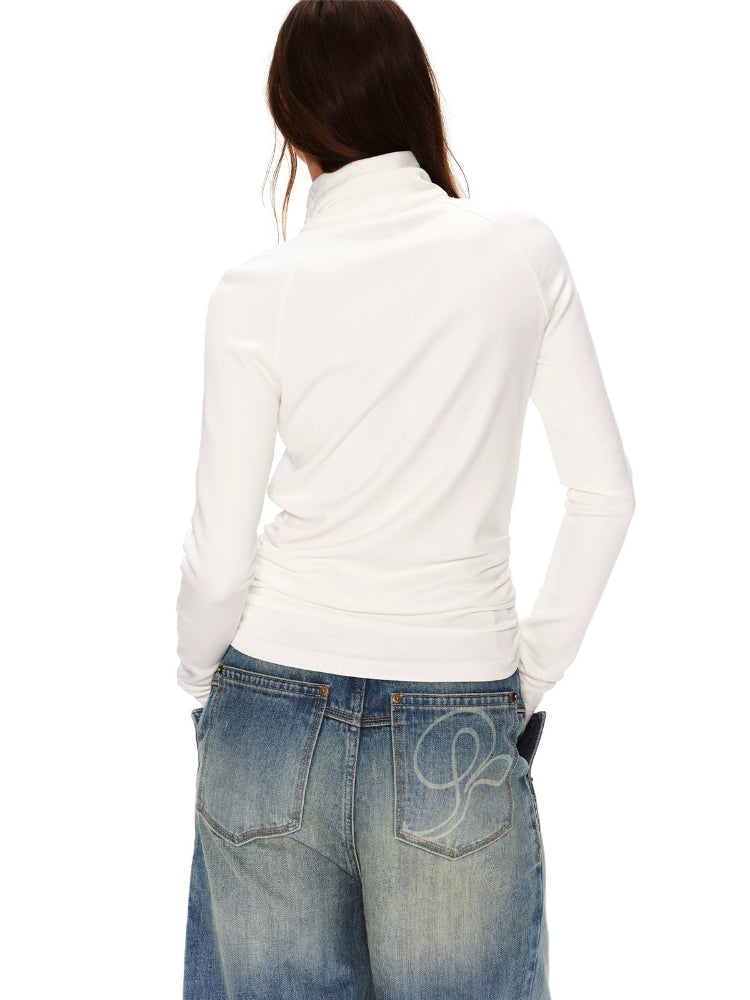 Ruched Zip Sweatshirt