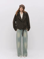 Cropped Wool-Blend Wrap Coat