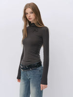 Bowknot Turtleneck Wool Top