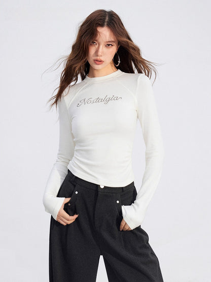Rhinestone Fleece Knit Top