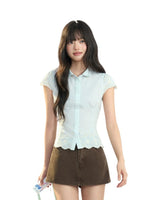 Embroidered Doll Collar Shirt