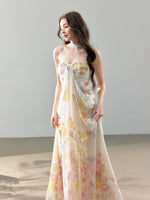 White Floral Halter Maxi Dress
