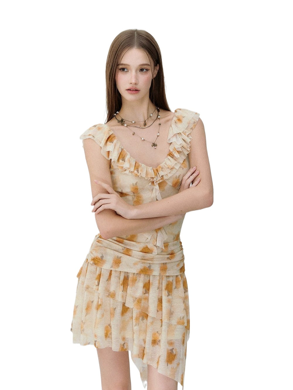 Floral Ruffle Waist Dress
