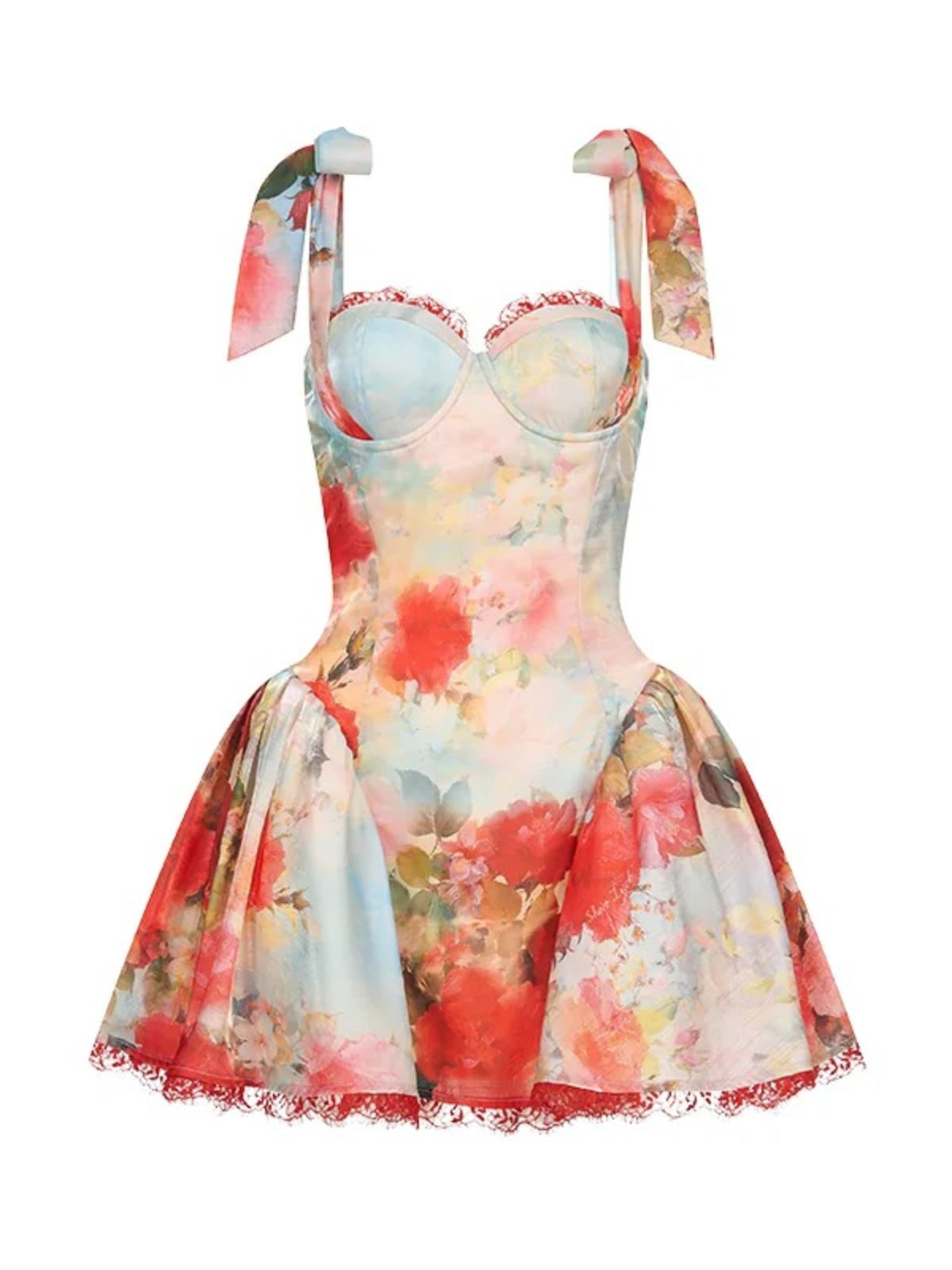 Fiorina Floral Lace-Up Mini Dress