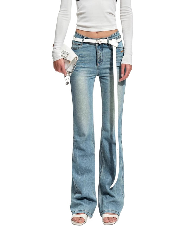 +5CM N5 Wave Washed Straight Jeans