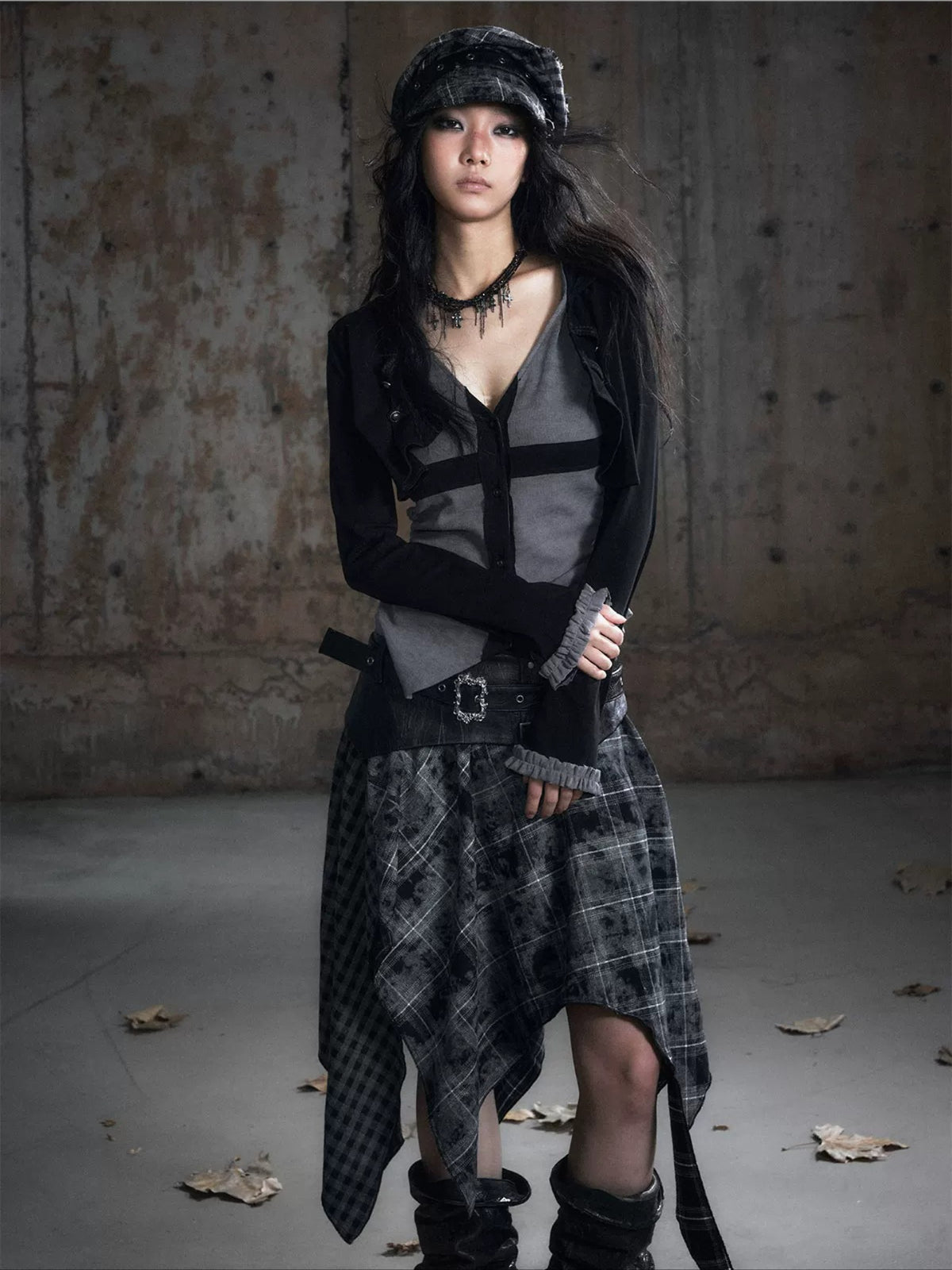 Hooded Layered Knit Top
