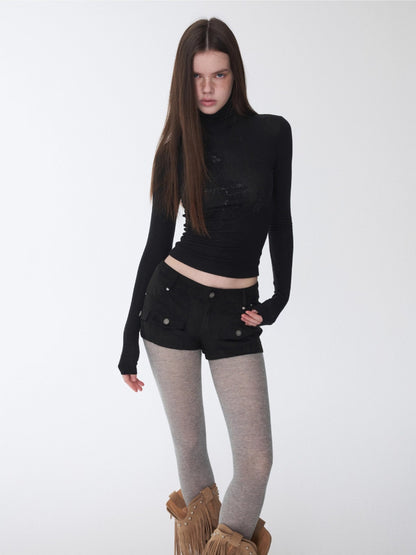 Suede Studded Cargo Shorts