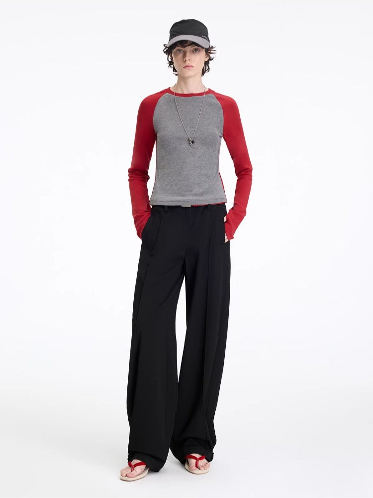 Contrast Raglan Slim Top