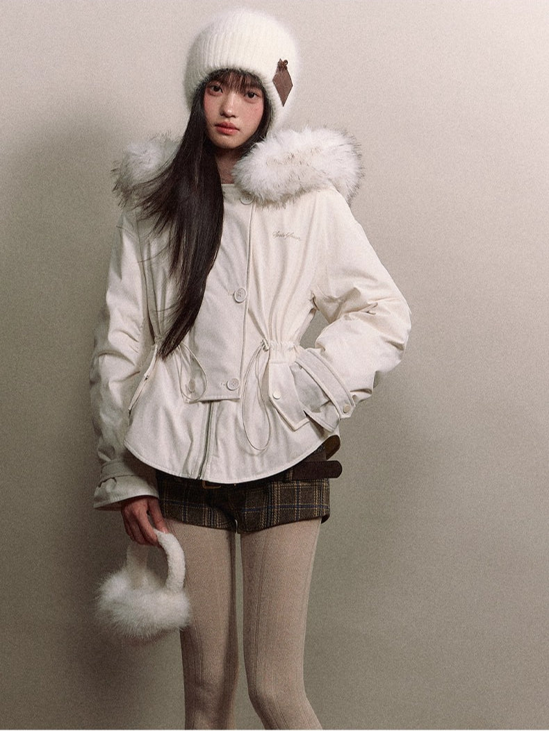 Faux Fur Collar Double-Breasted Down Parka