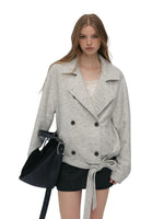 Cropped Wool-Blend Wrap Coat