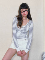 Striped Lace Knit Twinset