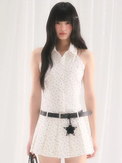 White Star Pleated Dress