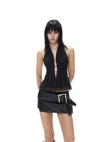 Hollow Back Halter Crop Top