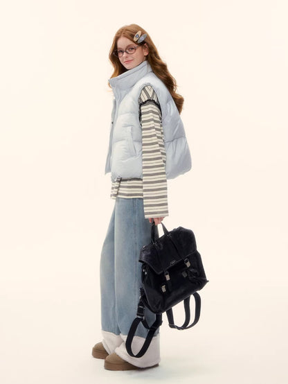 90% Down Puffer Stand-Collar Drawstring Vest