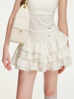 White Tiered A-Line Skirt