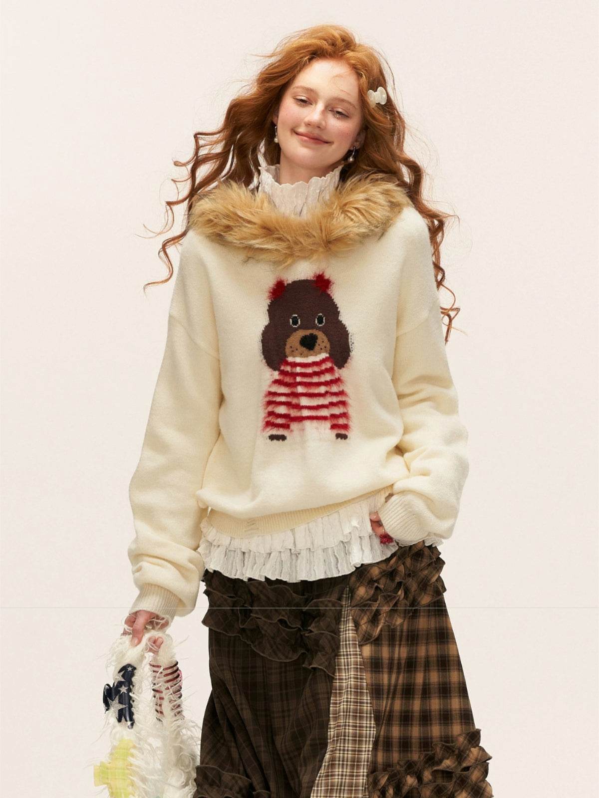 Cute Puppy Hooded Knit Sweater
