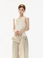 Satin Draped Tank Top
