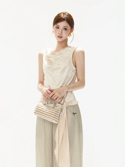 Satin Draped Tank Top