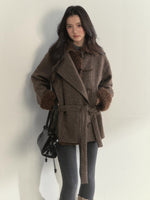 Fleece-Trim Wool Coat