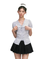 Striped Ruffle Tie Blouse