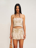 Rage Wild Denim Pleated Skirt Wild Brown