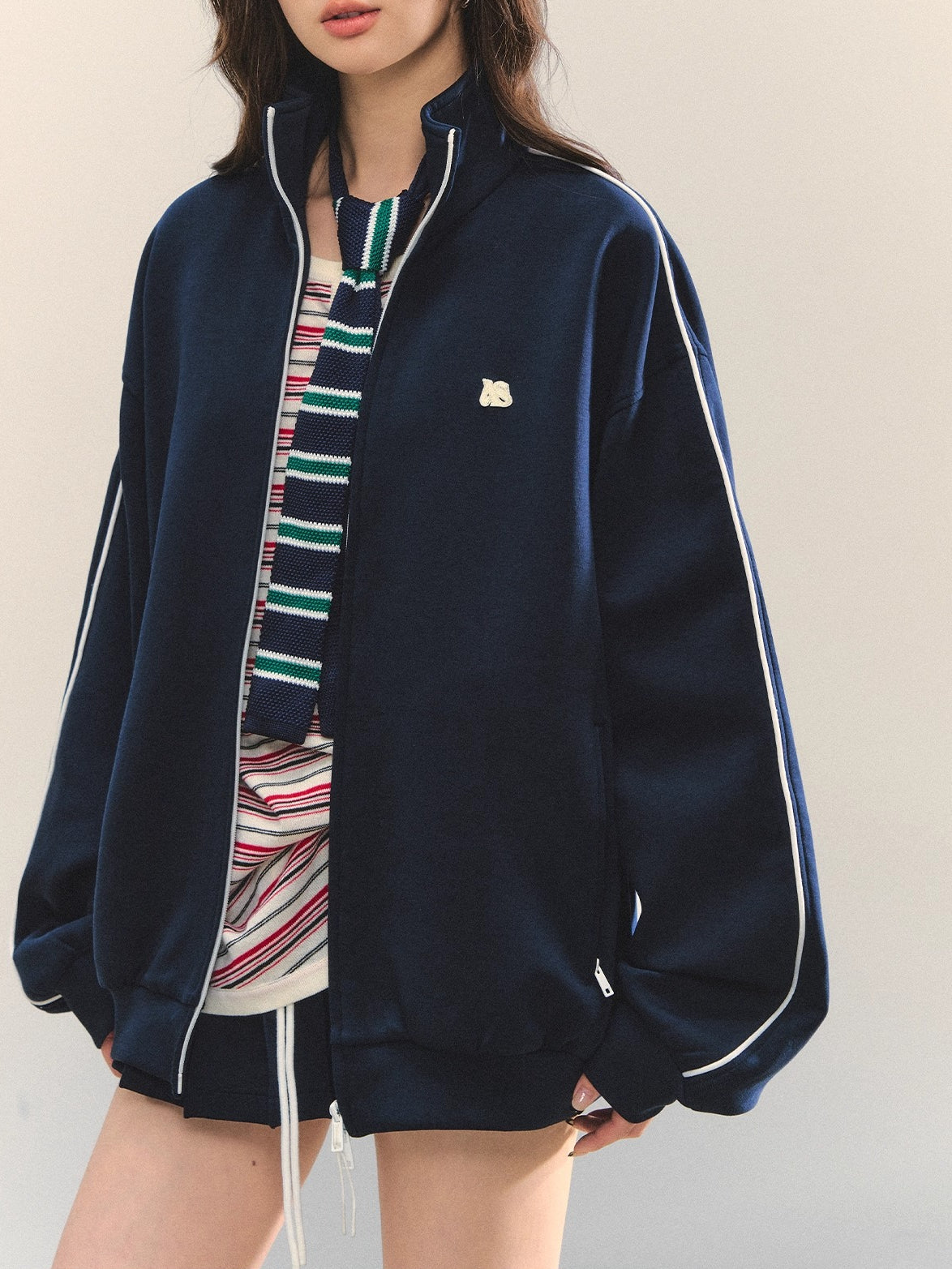 Zip-Up Colorblock Hoodie &amp; Skort Set