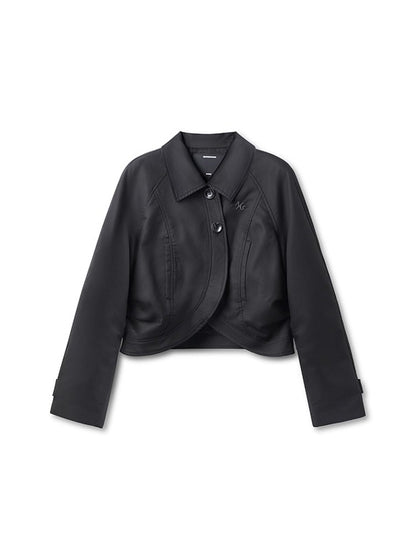 Black &amp; Brown Lyocell-Cotton Moto Jacket