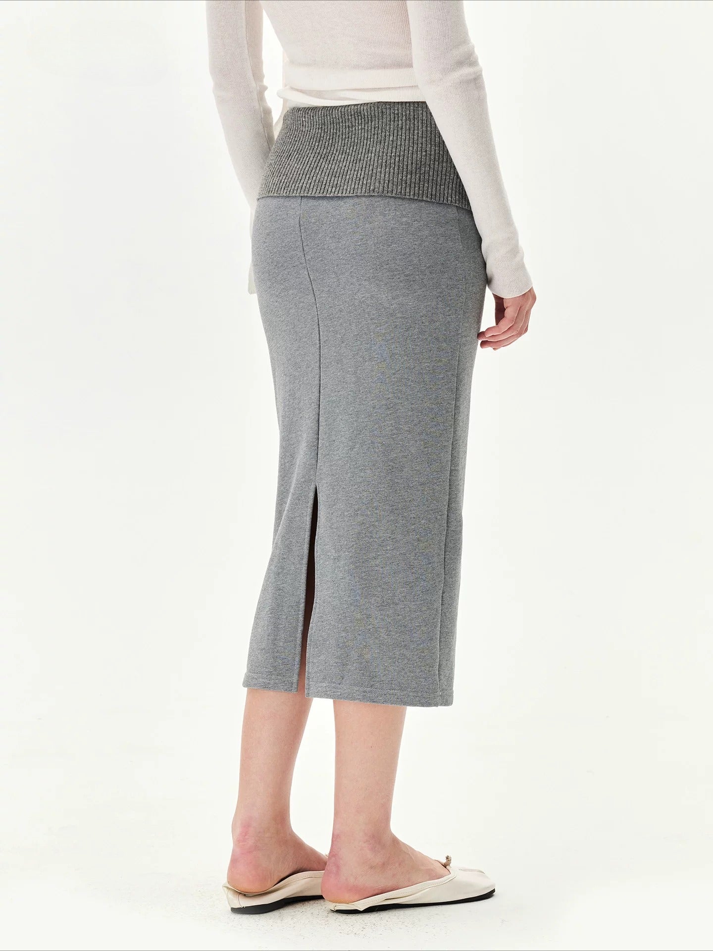Double Veil Knit Midi Skirt