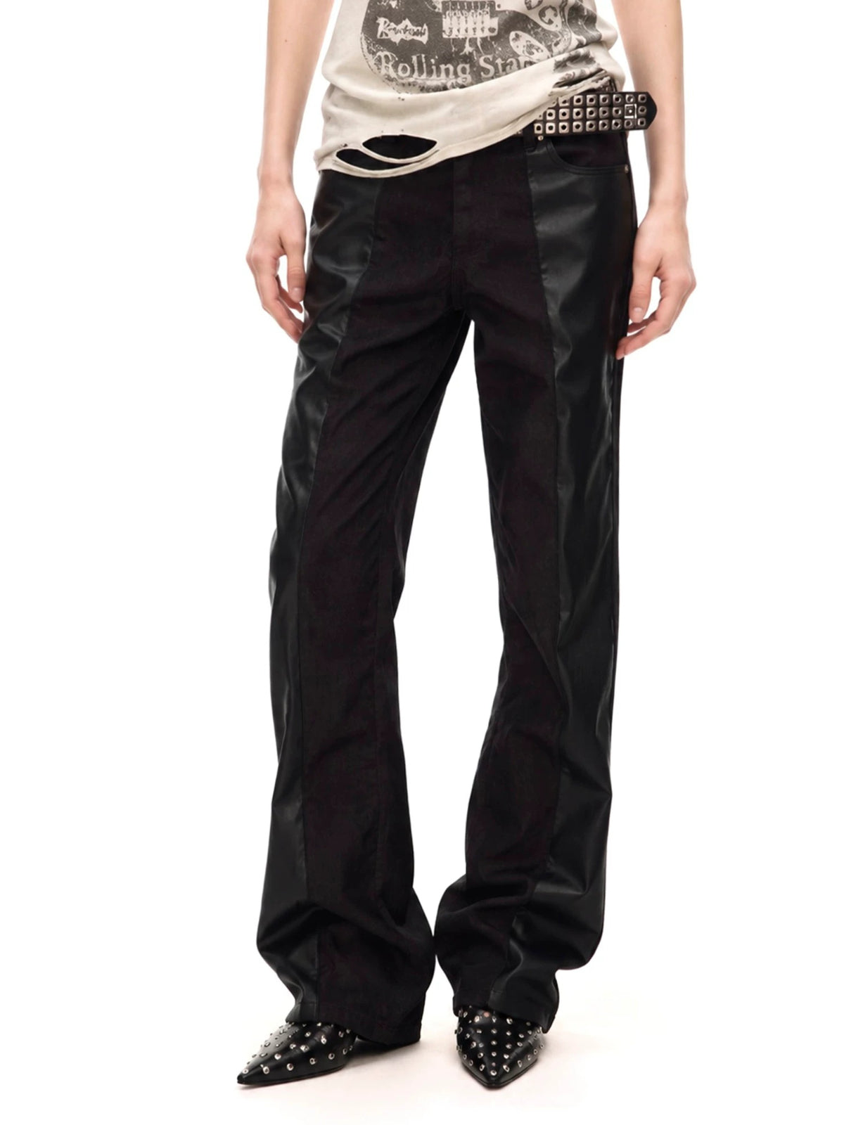 Black Stacked Street Trousers