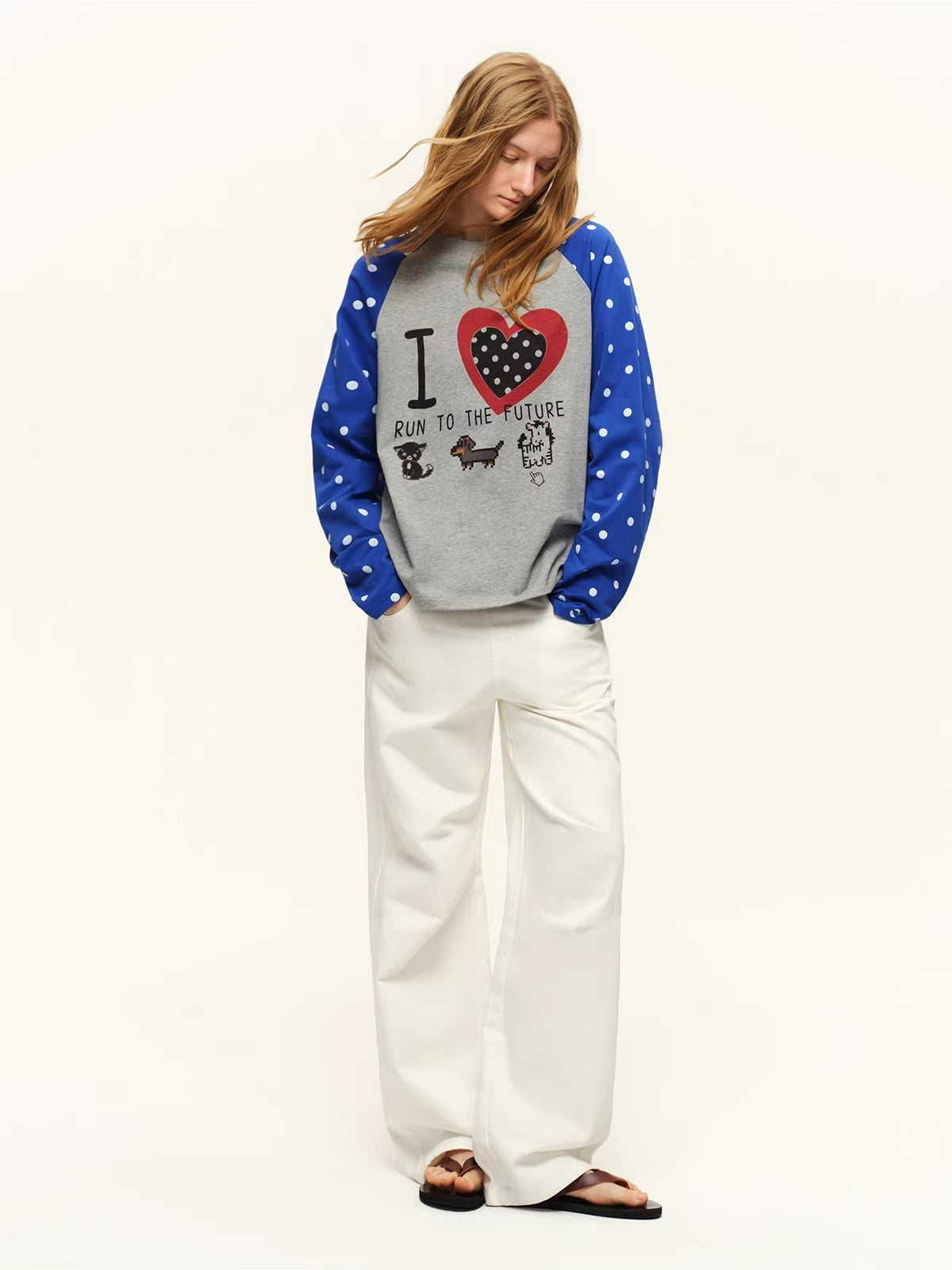 Polka Dot Raglan Long Sleeve Tee