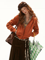 Snow Dot Zip Hooded Cardigan