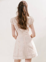 White & Pink Doll Collar Mini Dress