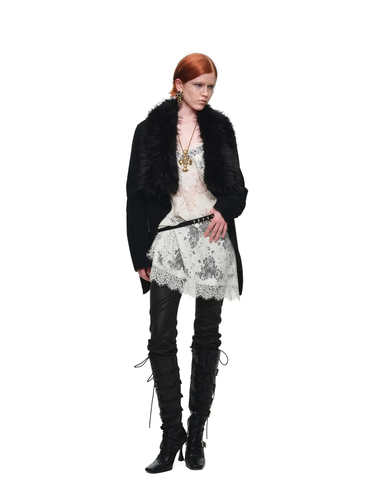 Suede Detachable Fur Collar Coat