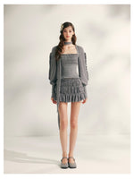 Pleated Ruffle Knit Top & Skirt Set