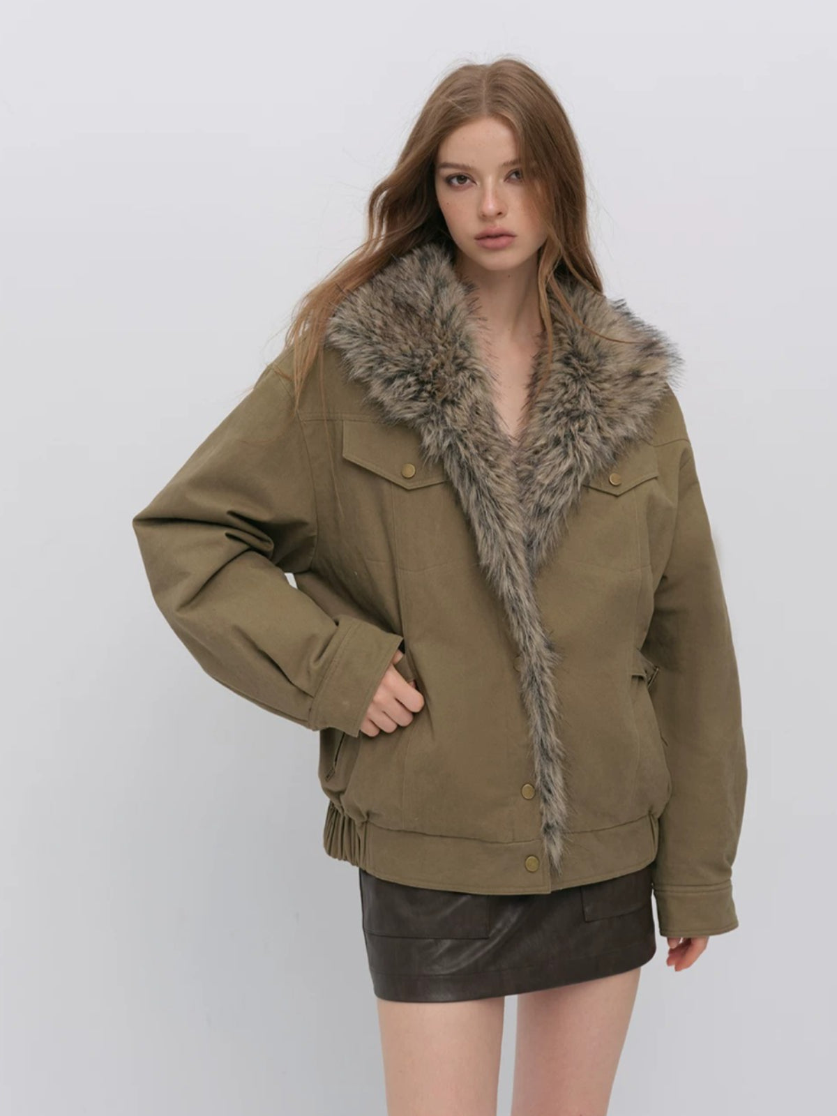 Faux Fur Trimmed Down Jacket
