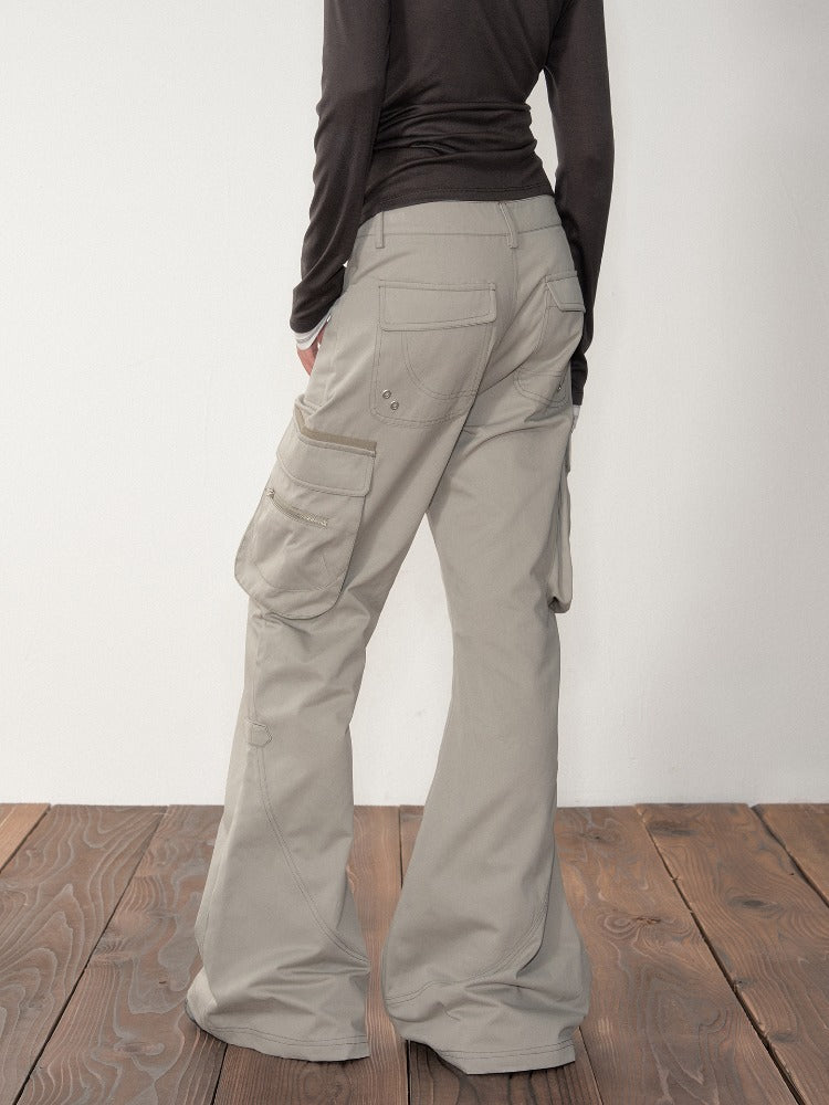 Gray Utility Wide-Leg Pants