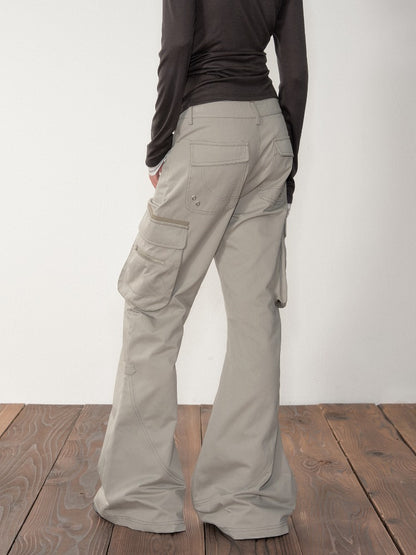 Gray Utility Wide-Leg Pants