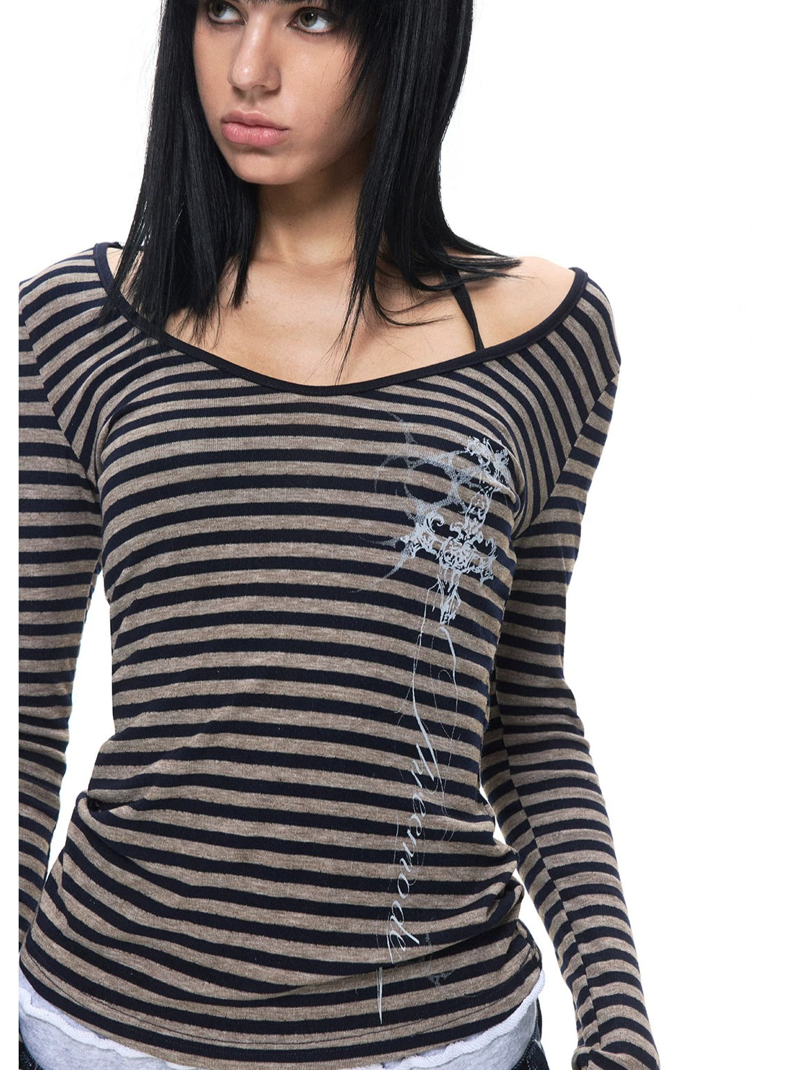 Vine Print Crew Neck Top