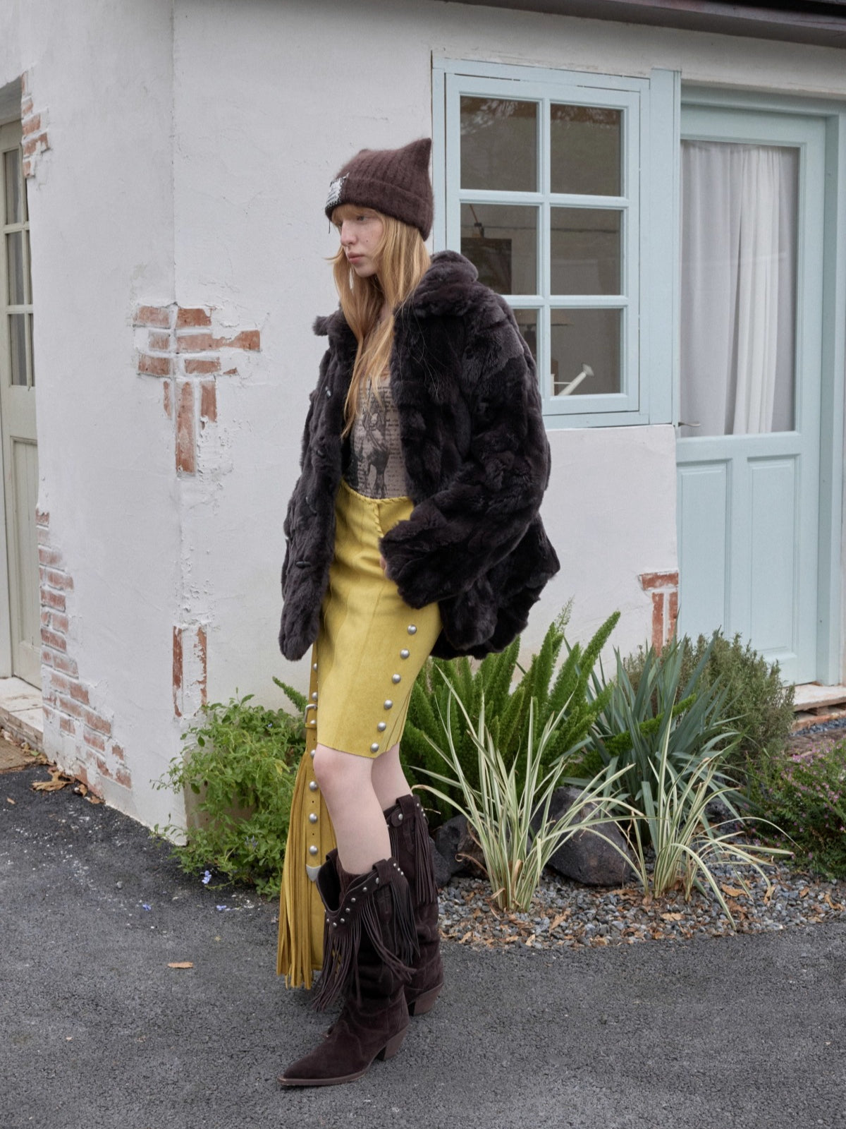 Rex Rabbit Patchwork Fur Jacket