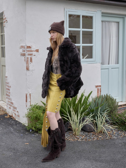 Rex Rabbit Patchwork Fur Jacket