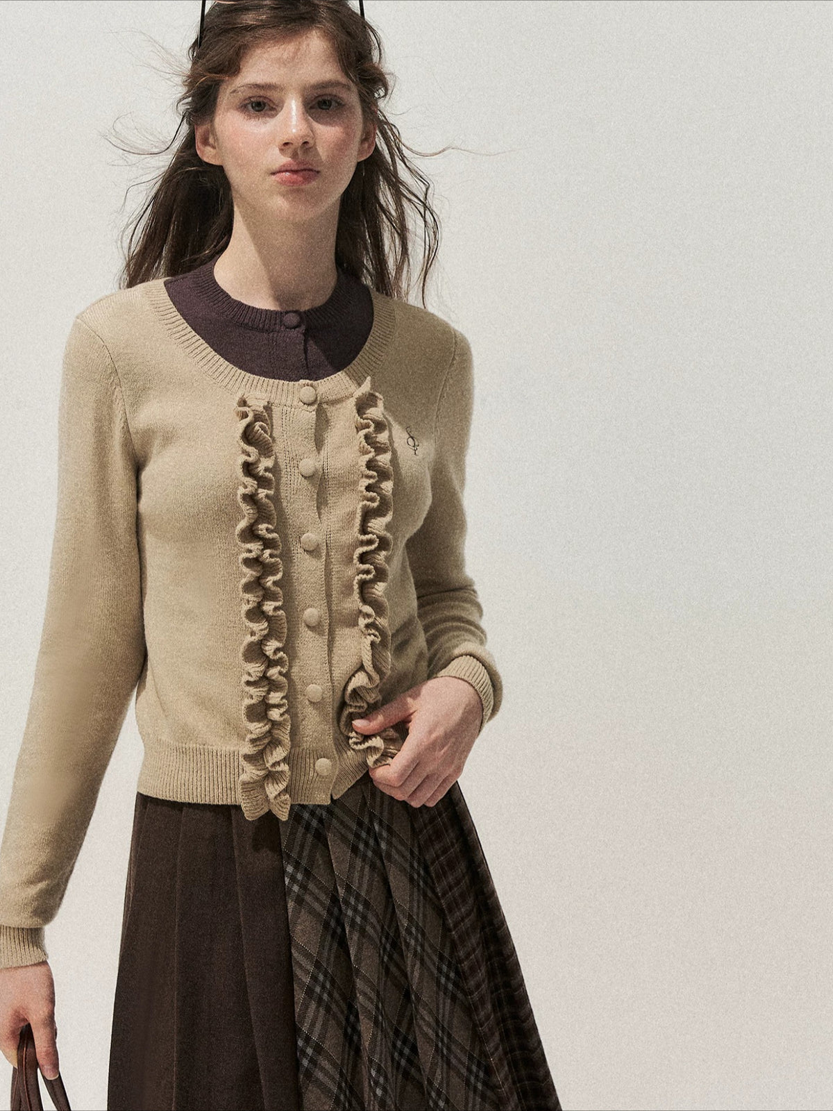 Ruffle Trim Vintage Knit Sweater