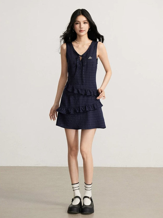 Plaid Ruffle Pinafore Dress