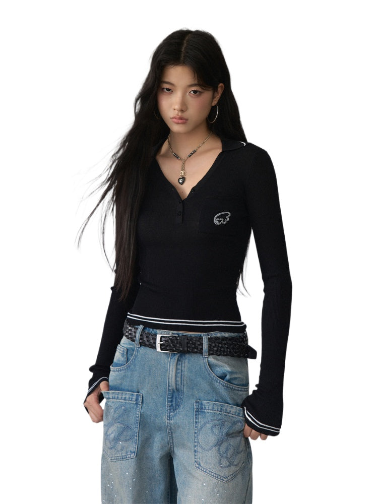 Contrast-colored Stripe Heart-wing T-shirt &amp; Shorts Set