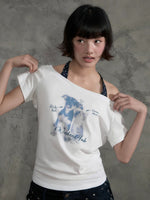 Dog Print Off-Shoulder Top
