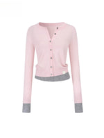 Contrast Hem Knit Cardigan