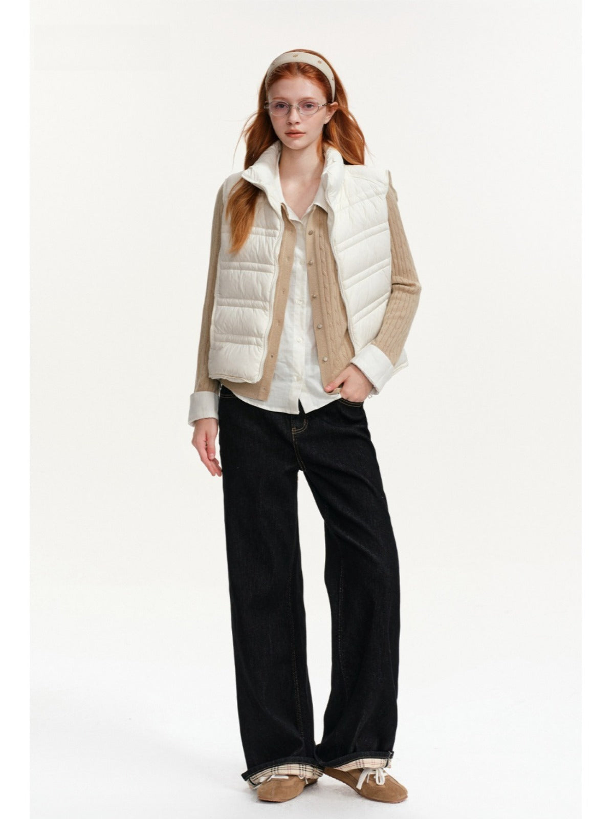 Cable Knit Layered Shirt Cardigan