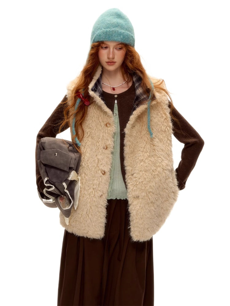 Reversible Check Fleece Vest